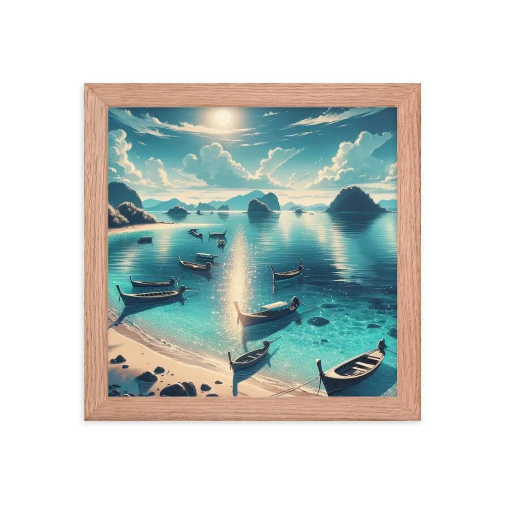Secluded Shimmering Beach Digital Art Framed Poster - Oh Posters