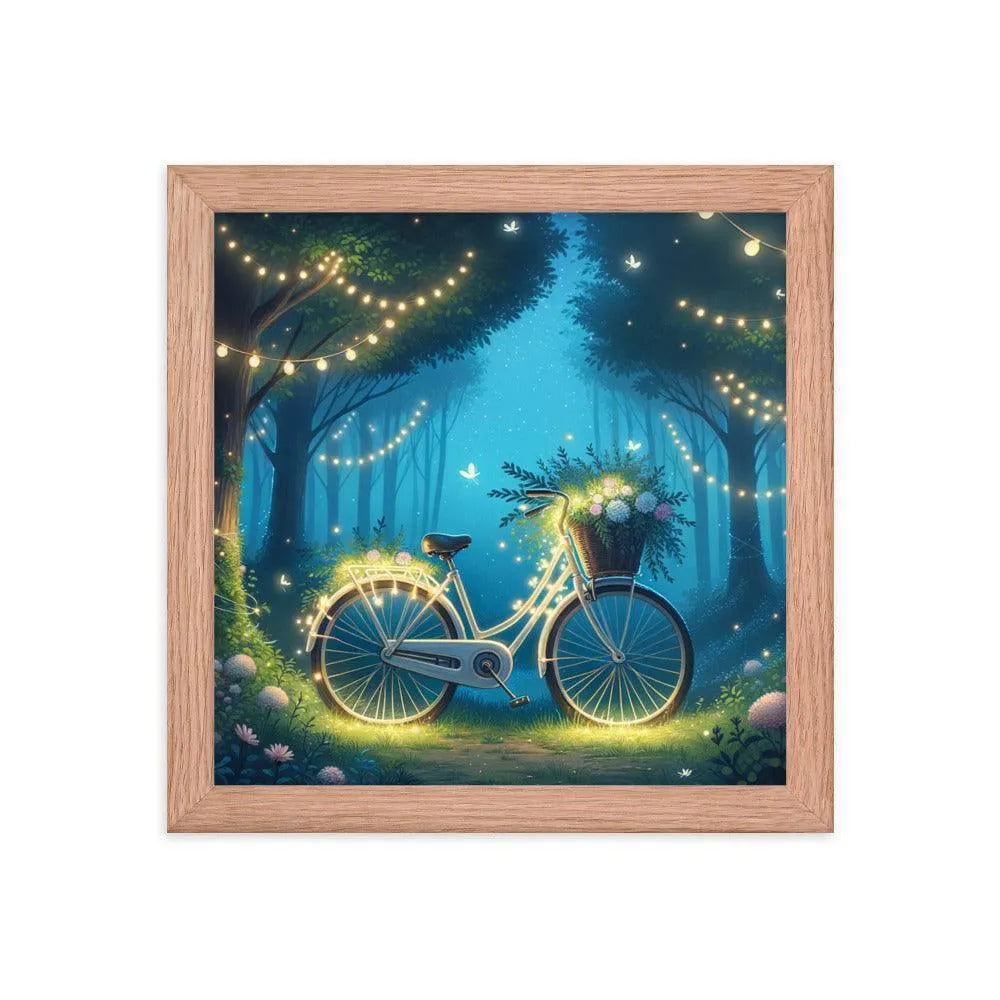 Enchanted Forest Glade Bicycle Illuminated Art Framed Poster - Oh Posters