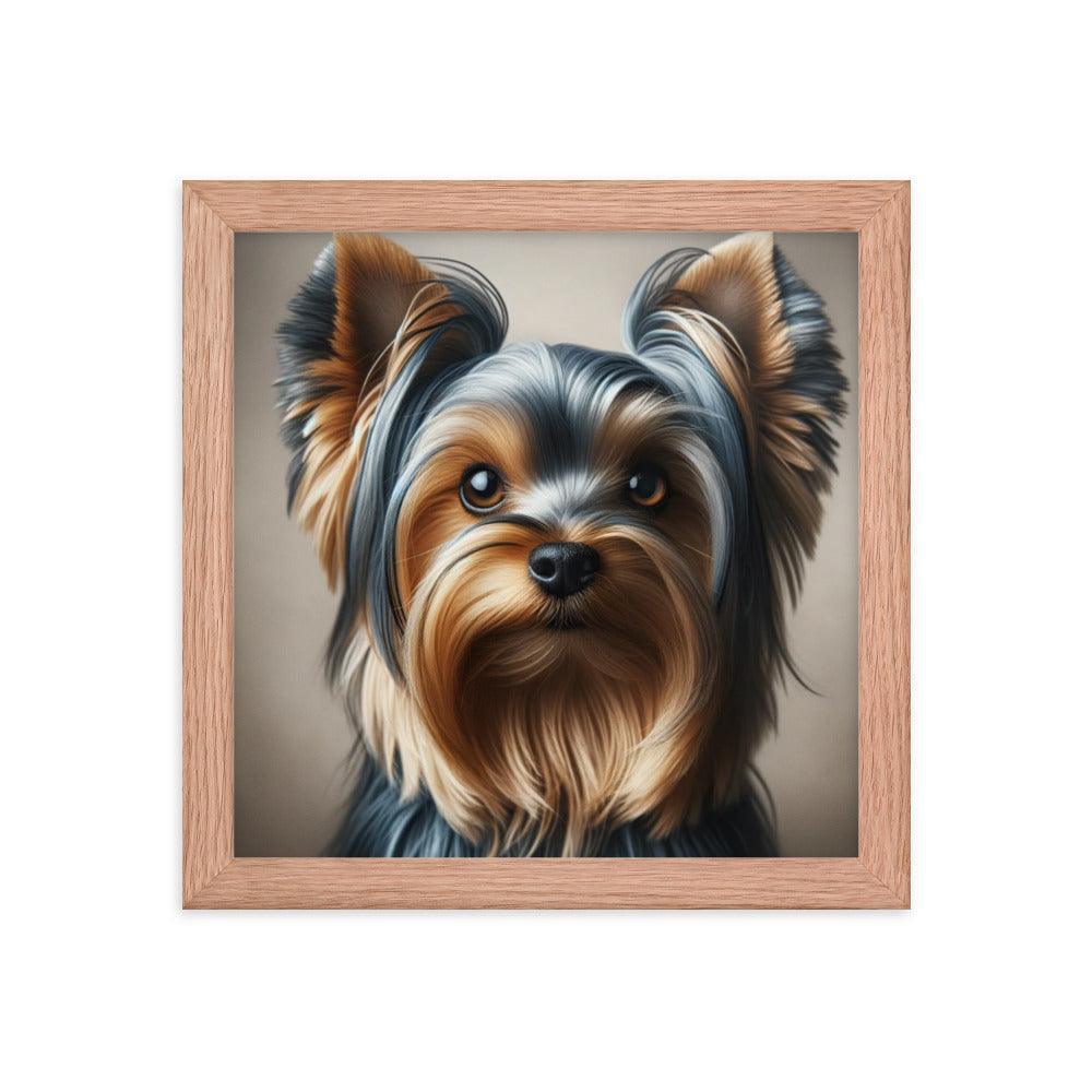 Close-Up Australian Silky Terrier Realistic Portrait Framed Poster - Oh Posters