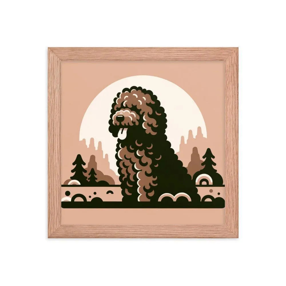Minimalistic Barbet Dog Portrait Digital Art Framed Poster - Oh Posters