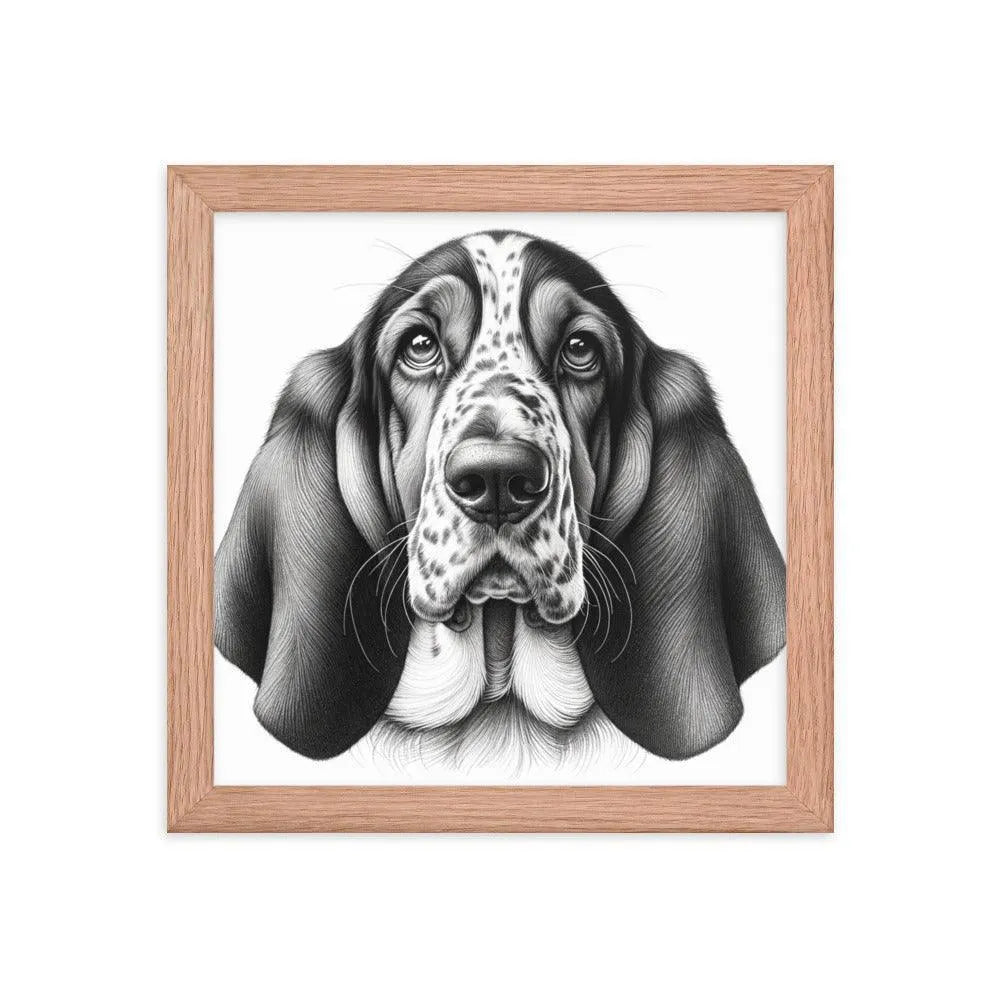 Detailed Basset Bleu de Gascogne Portrait Drawing Framed Poster - Oh Posters