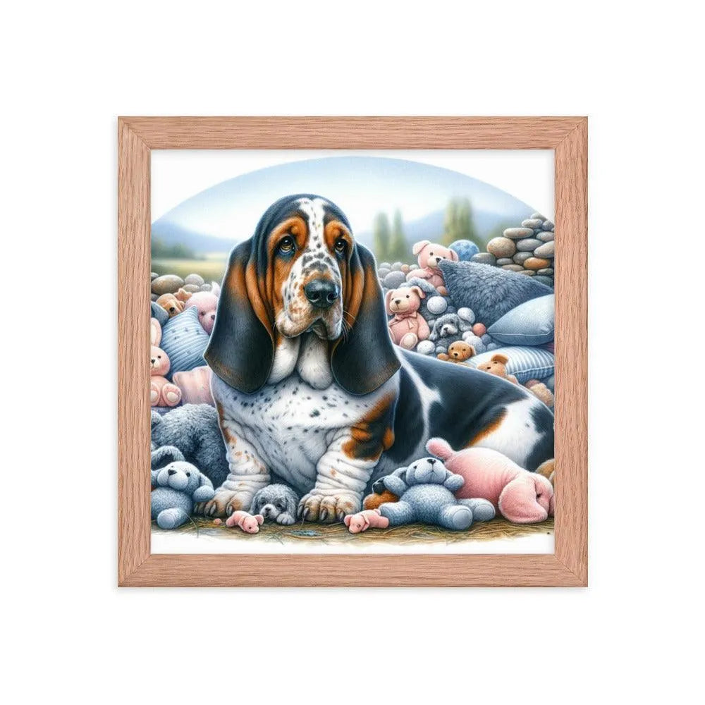 Cute and Cuddly Basset Bleu de Gascogne Art Framed Poster - Oh Posters