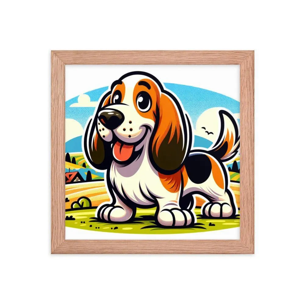 Playful Basset Fauve de Bretagne Cartoon Art Framed Poster - Oh Posters