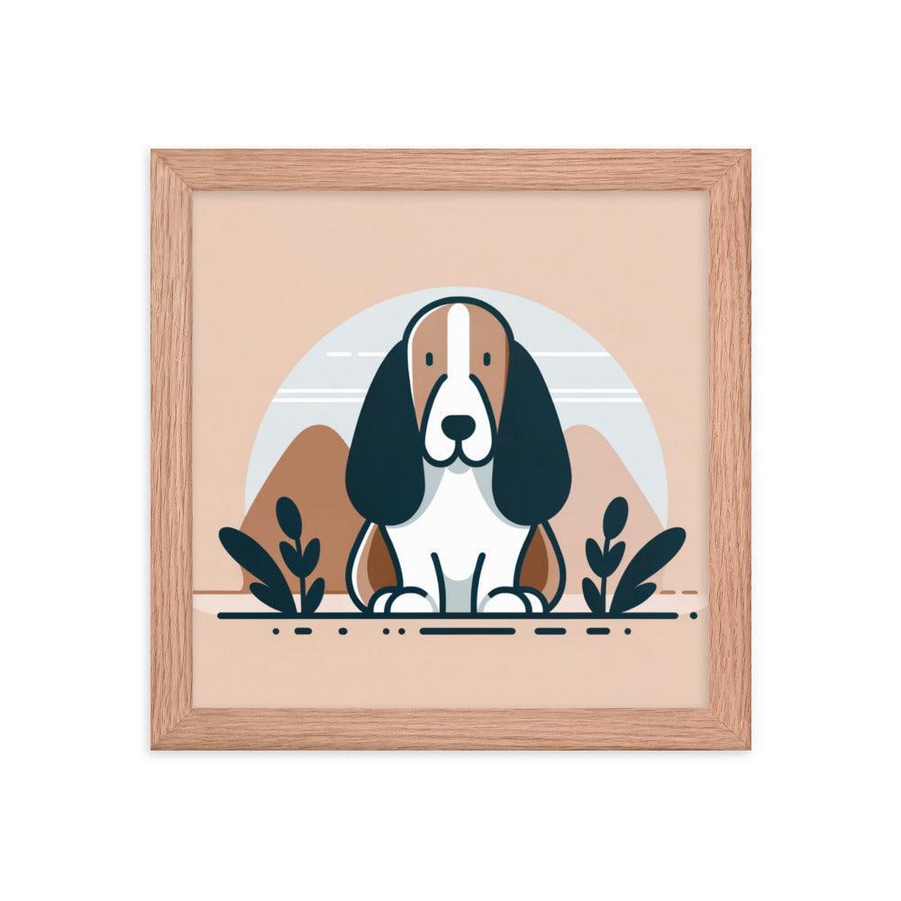 Charming Basset Hound Minimalist Art Framed Poster - Oh Posters