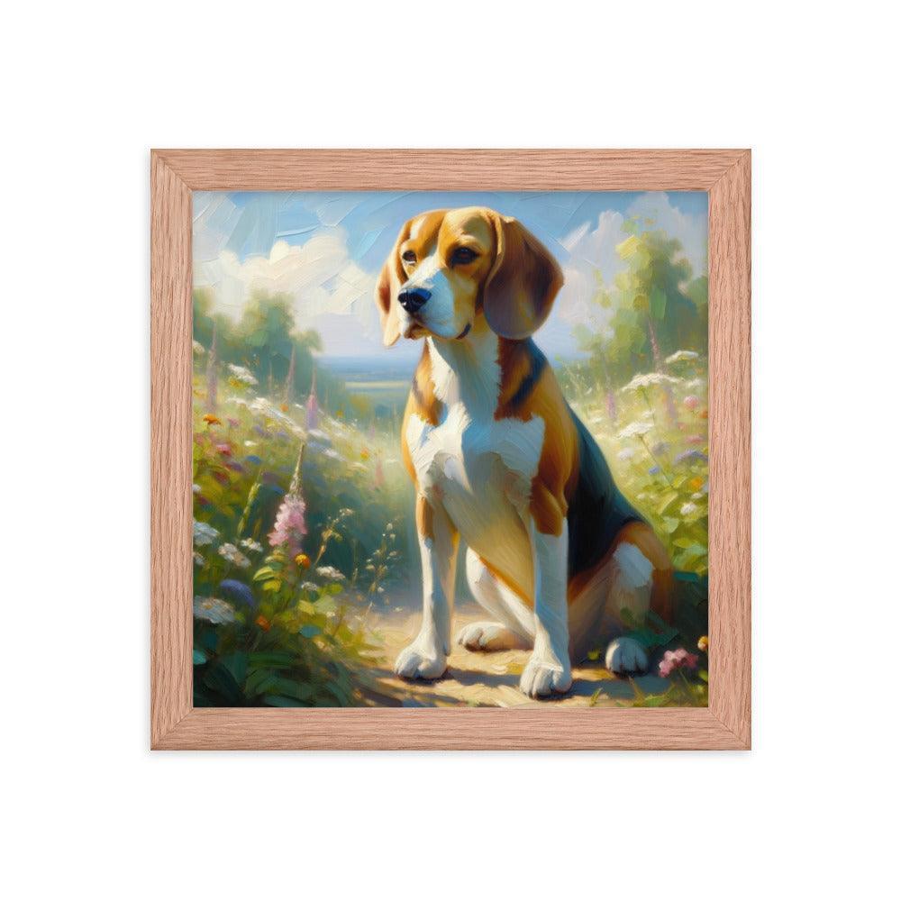 Graceful Beagle Oil Painting Framed Poster - Oh Posters