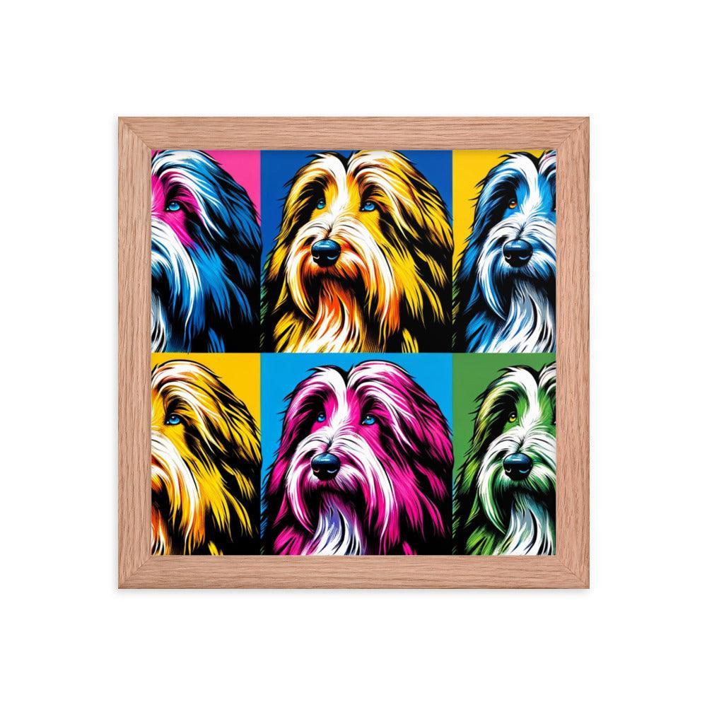 Colorful Collage Pop Art Bearded Collie Illustration Framed Poster - Oh Posters