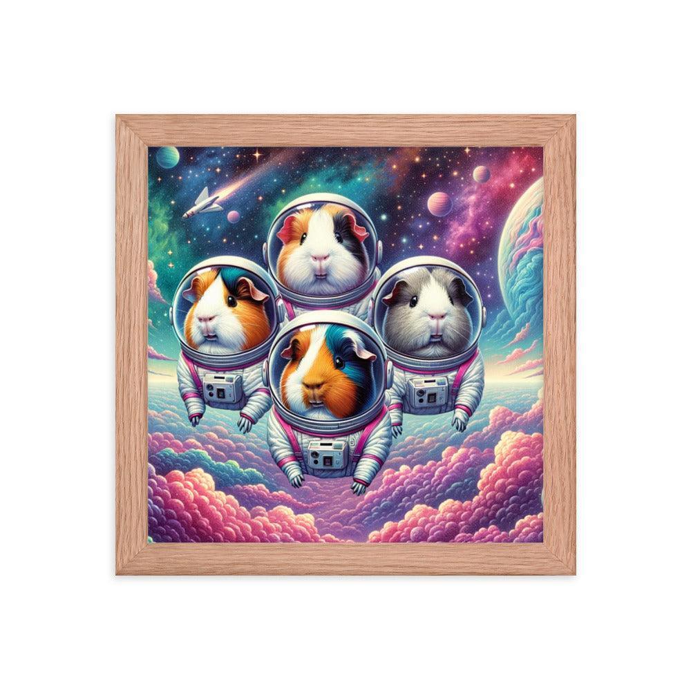 Guinea Pig Astronauts Cosmic Exploration Vibrant Framed Poster - Oh Posters