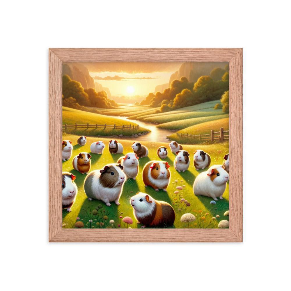 Guinea Pig Gathering Sunset Valley Digital Art Framed Poster - Oh Posters