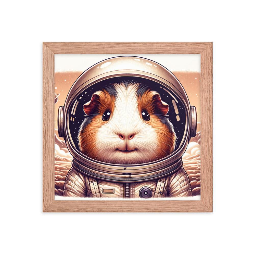 Cute Guinea Pig Astronaut Exploring Cosmic Adventures Illustration Framed Poster - Oh Posters