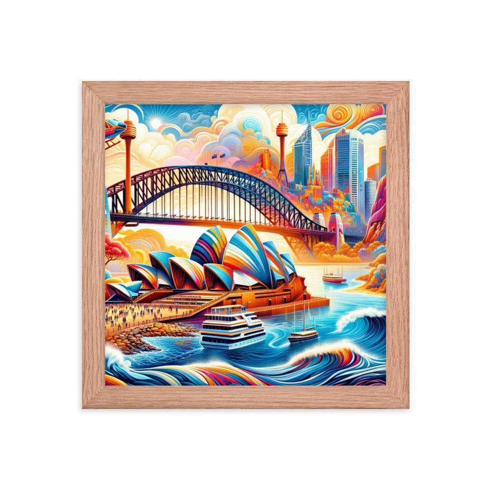 Sydney Harbour Surreal Scenery Vibrant Art Framed Poster - Oh Posters