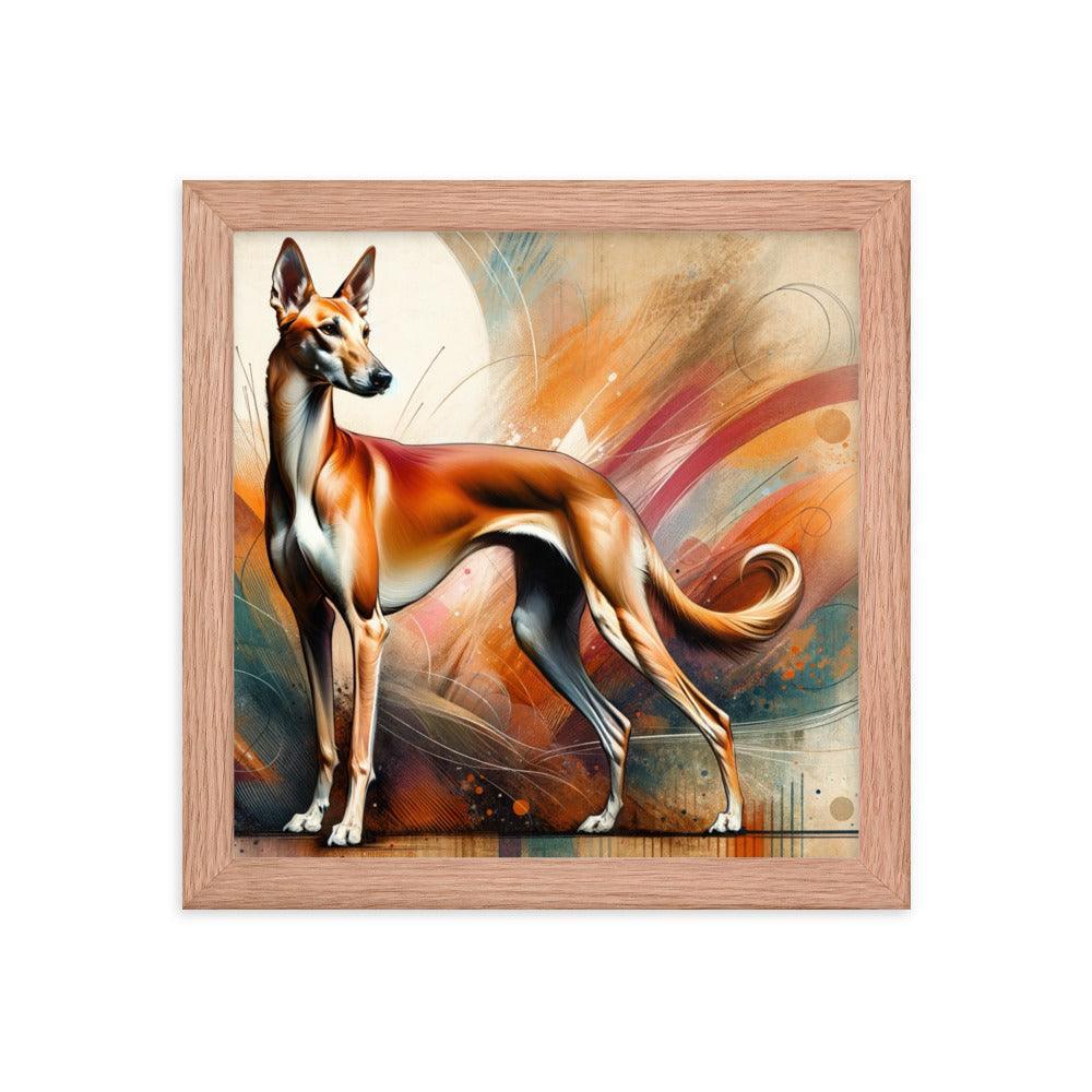 Graceful Azawakh Dog Art: Tall, Slender Build in Noble Pose, Warm Textured Background Framed Poster - Oh Posters