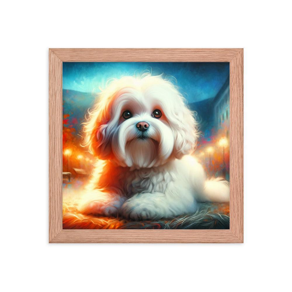 Enchanted Evening Bolognese Dog Dreamy Art Framed Poster - Oh Posters