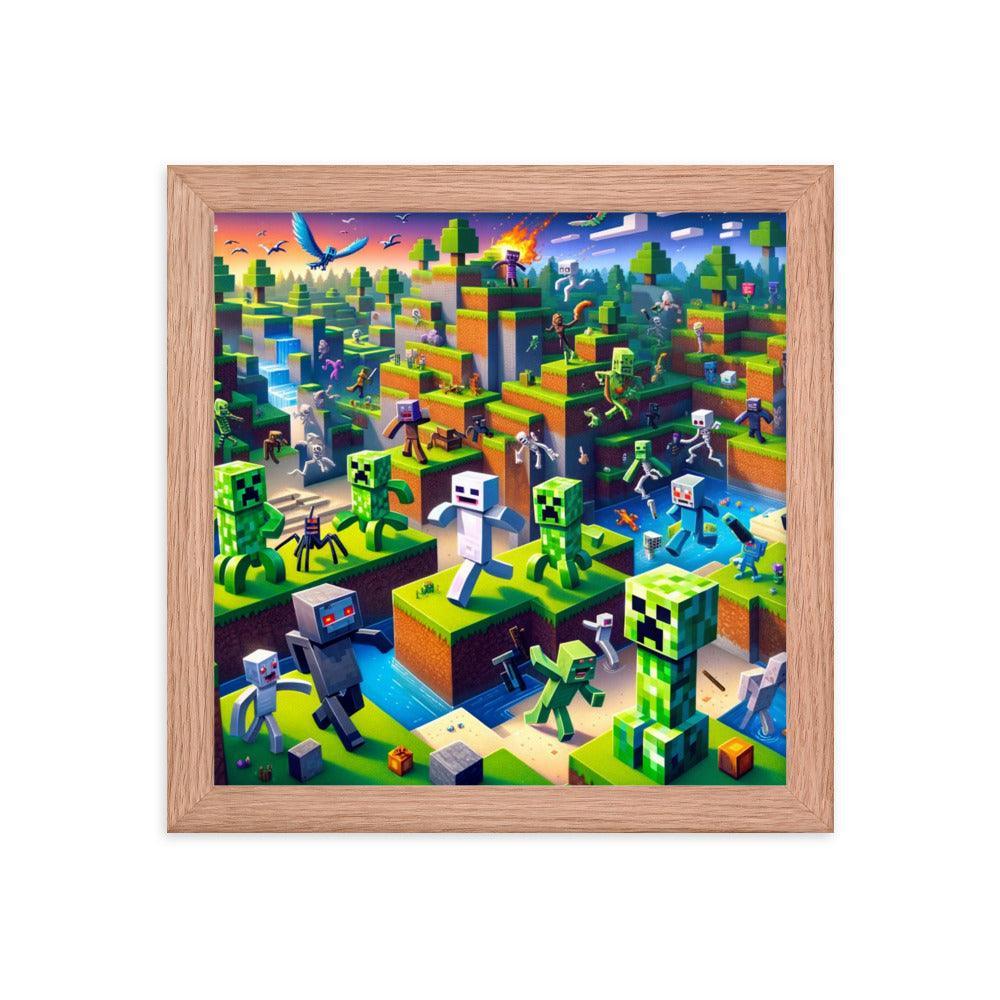 Minecraft Adventure Dynamic Character Action Framed Poster - Oh Posters