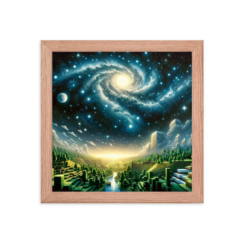 Galactic Spiral Minecraft Universe Digital Art Framed Poster - Oh Posters