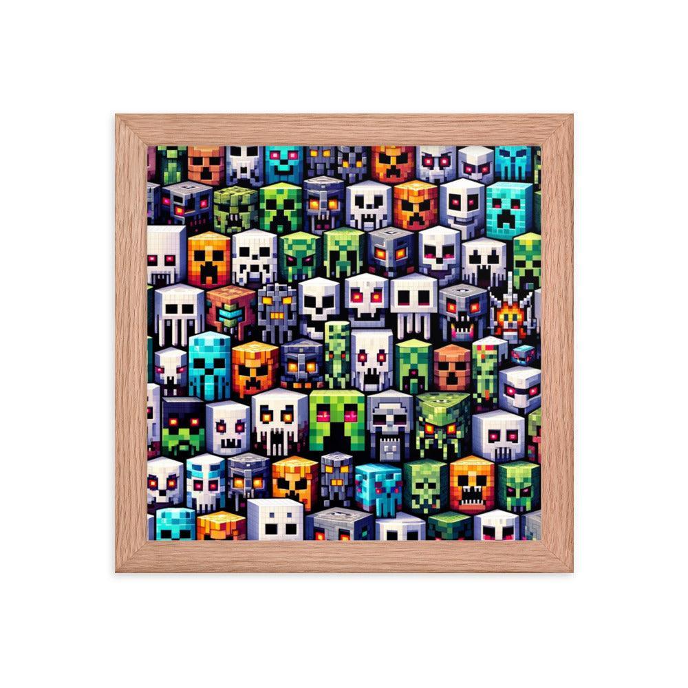 Minecraft Inspired Pixel Characters Array Collectible Framed Poster - Oh Posters