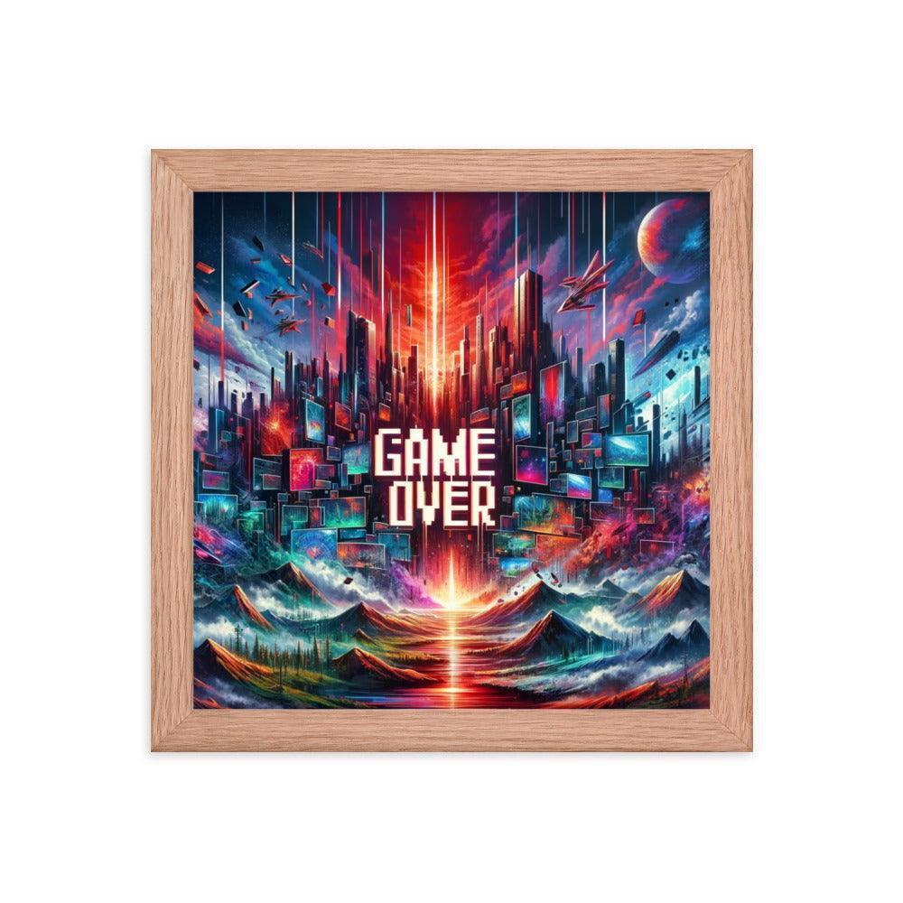 Gaming Apocalyptic Sci-Fi Cityscape Game Over Framed Poster - Oh Posters