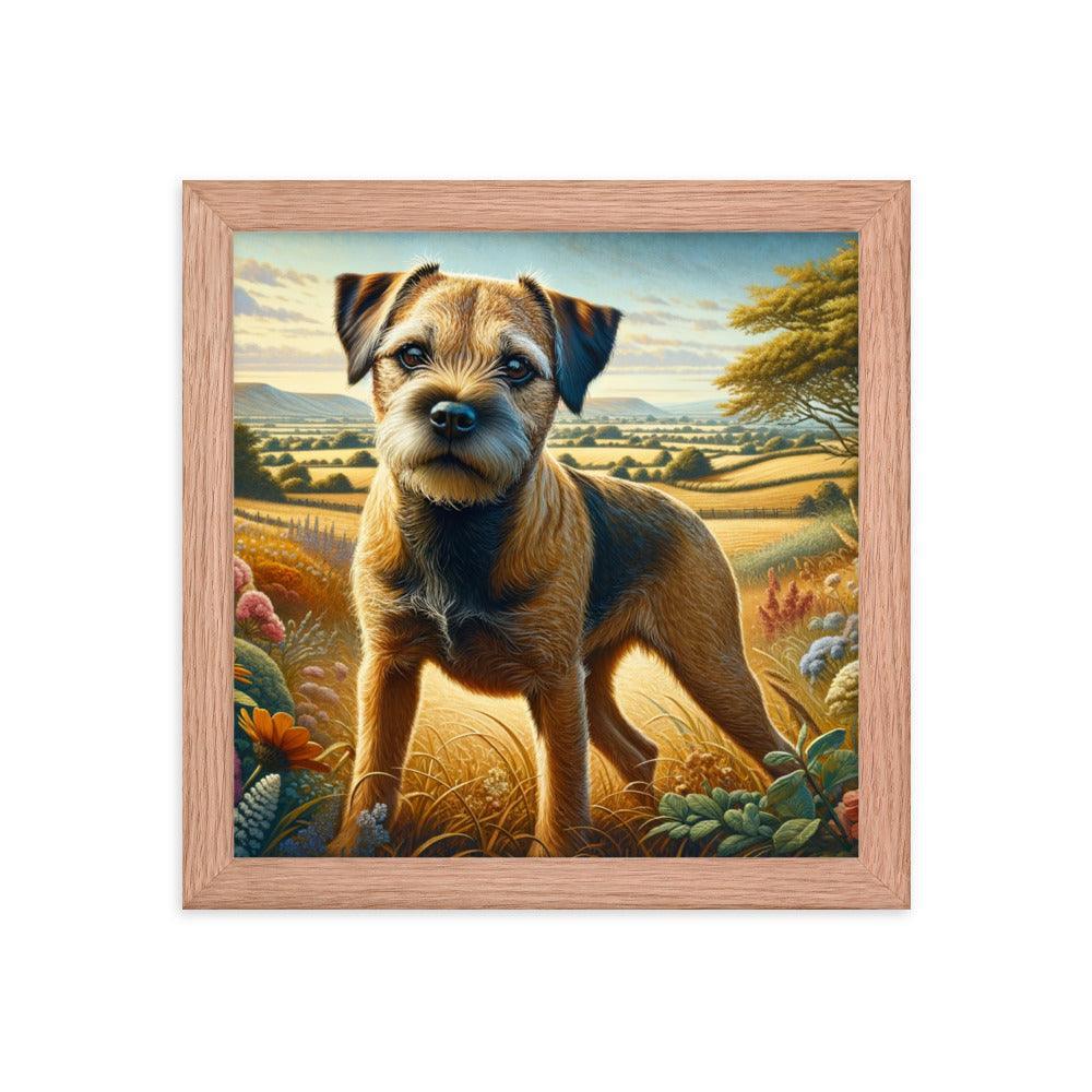 Border Terrier Countryside Morning Glow Art Framed Poster - Oh Posters