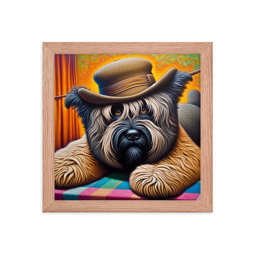 Bouvier Des Flandres Cowboy Hat Quirky Portrait Framed Poster - Oh Posters