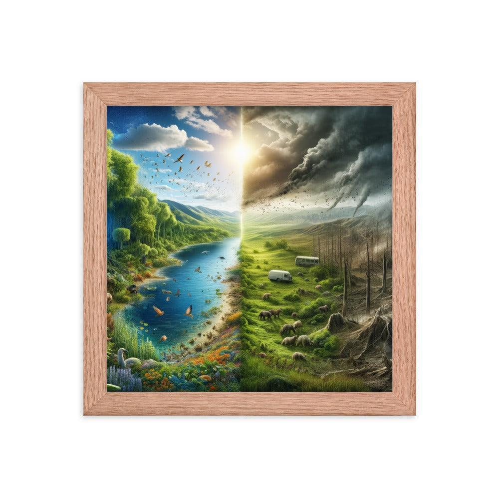 Climate Contrast Environmental Awareness Framed Poster - Oh Posters