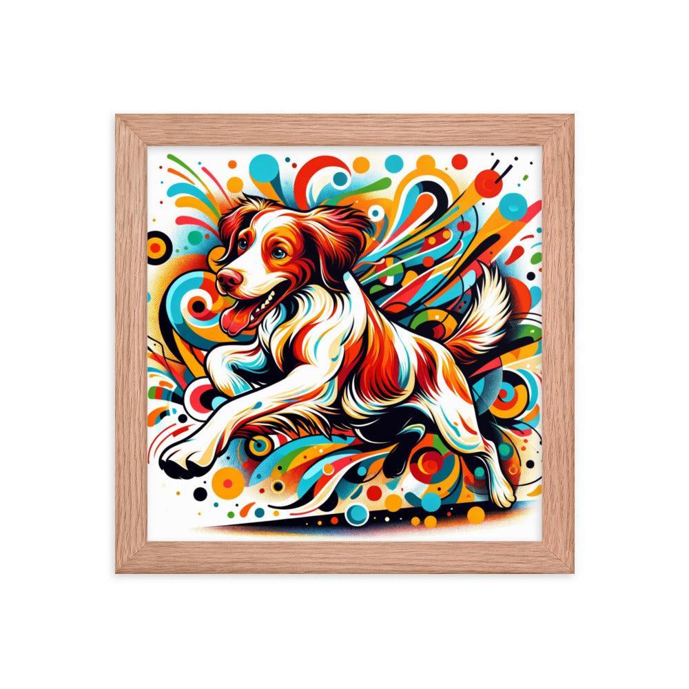 Brittany Spaniel Dynamic Swirls Abstract Art Framed Poster - Oh Posters