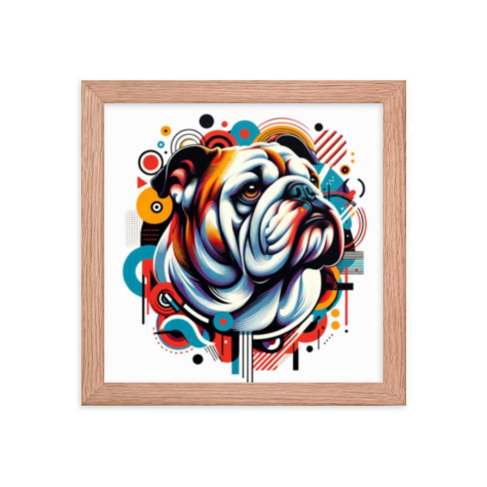 English Bulldog Modern Pop Art with Bold Shapes and Vivid Colors Framed Poster - Oh Posters