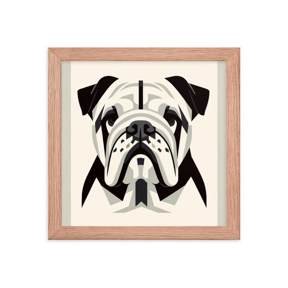 English Bulldog Minimalist Design with Geometric Shapes Framed Poster - Oh Posters