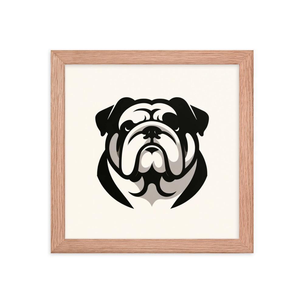 English Bulldog Minimalist Art with Clean Lines and Monochrome Palette Framed Poster - Oh Posters