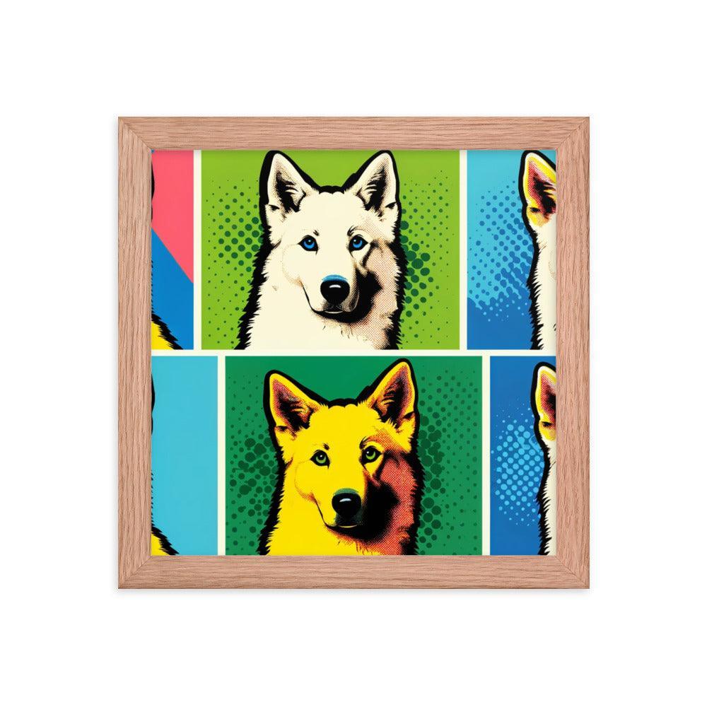 Canaan Dog Pop Art Series with Colorful Panels Framed Poster - Oh Posters