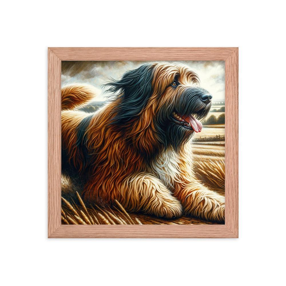 Catalan Sheepdog in Countryside Landscape Framed Poster - Oh Posters