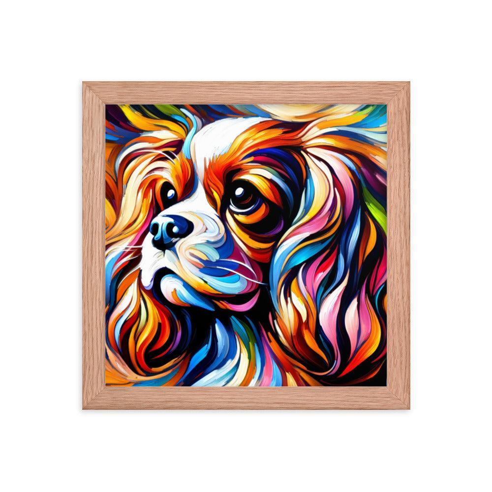 Cavalier King Charles Spaniel in Fauvism Bold Hues and Expressive Brushstrokes Framed Poster - Oh Posters