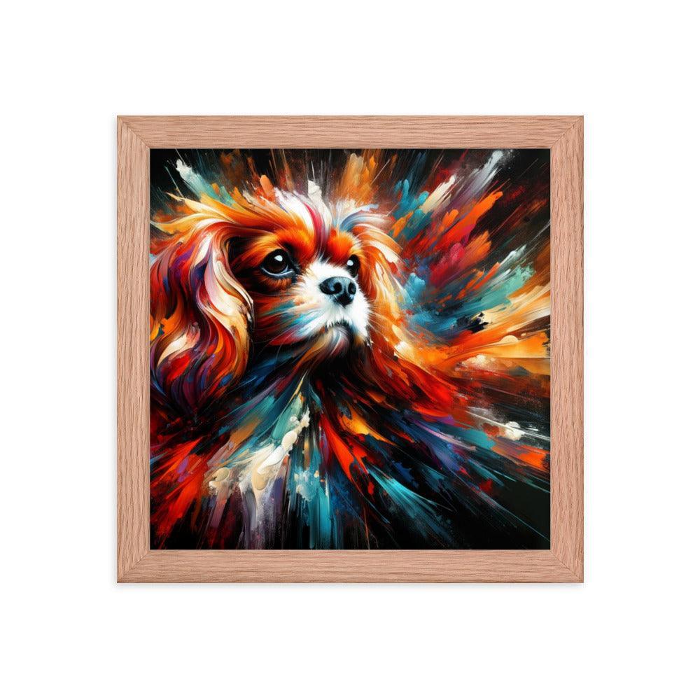 Cavalier King Charles Spaniel Abstract Brush Strokes and Intense Vibrant Colors Framed Poster - Oh Posters