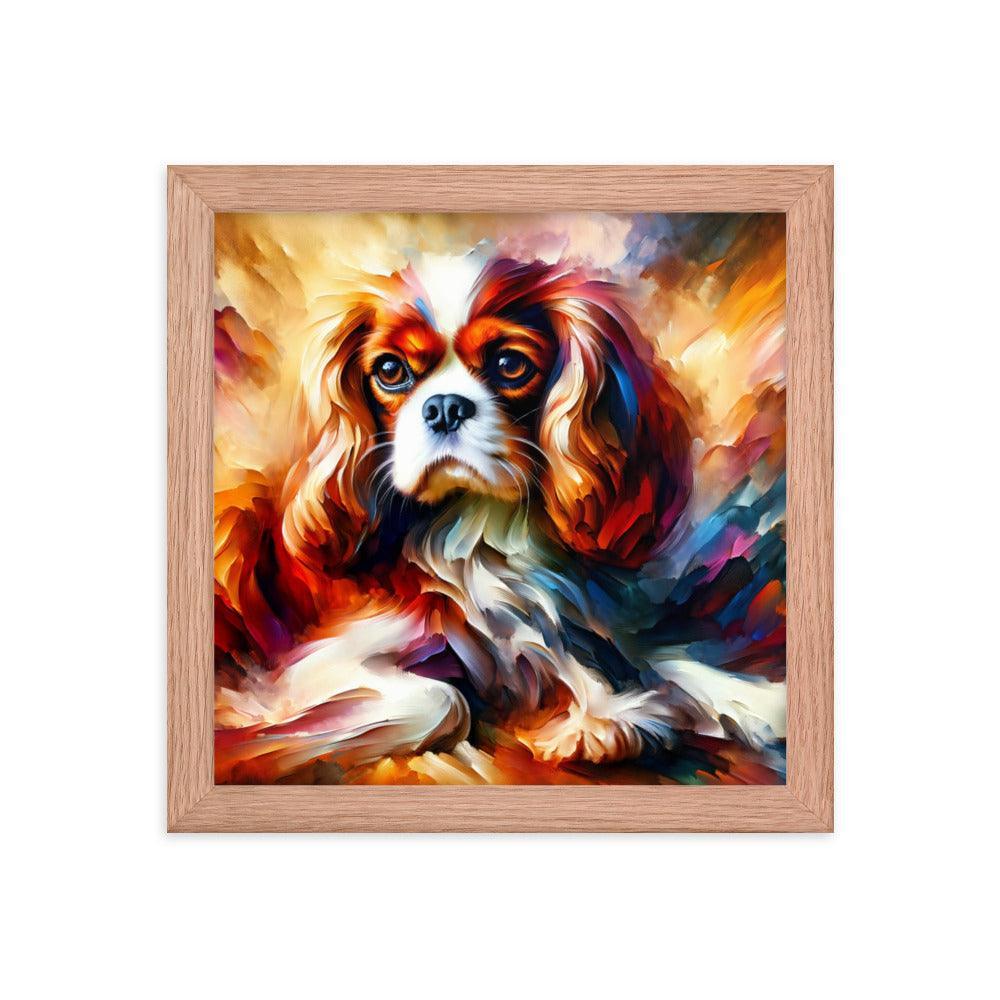 Cavalier King Charles Spaniel Vivid Brush Painting Framed Poster - Oh Posters