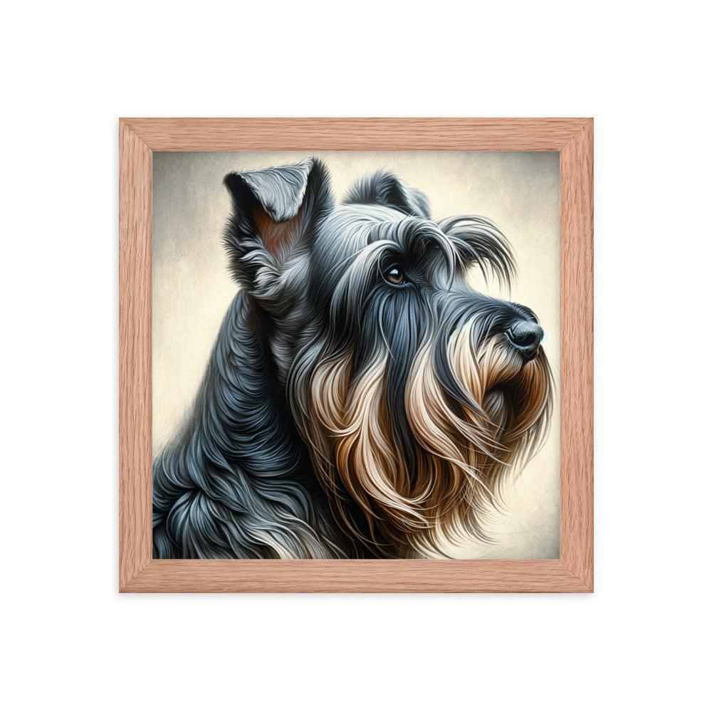 Cesky Terrier Realistic Portrait and Subtle Brushed Background Framed Poster - Oh Posters