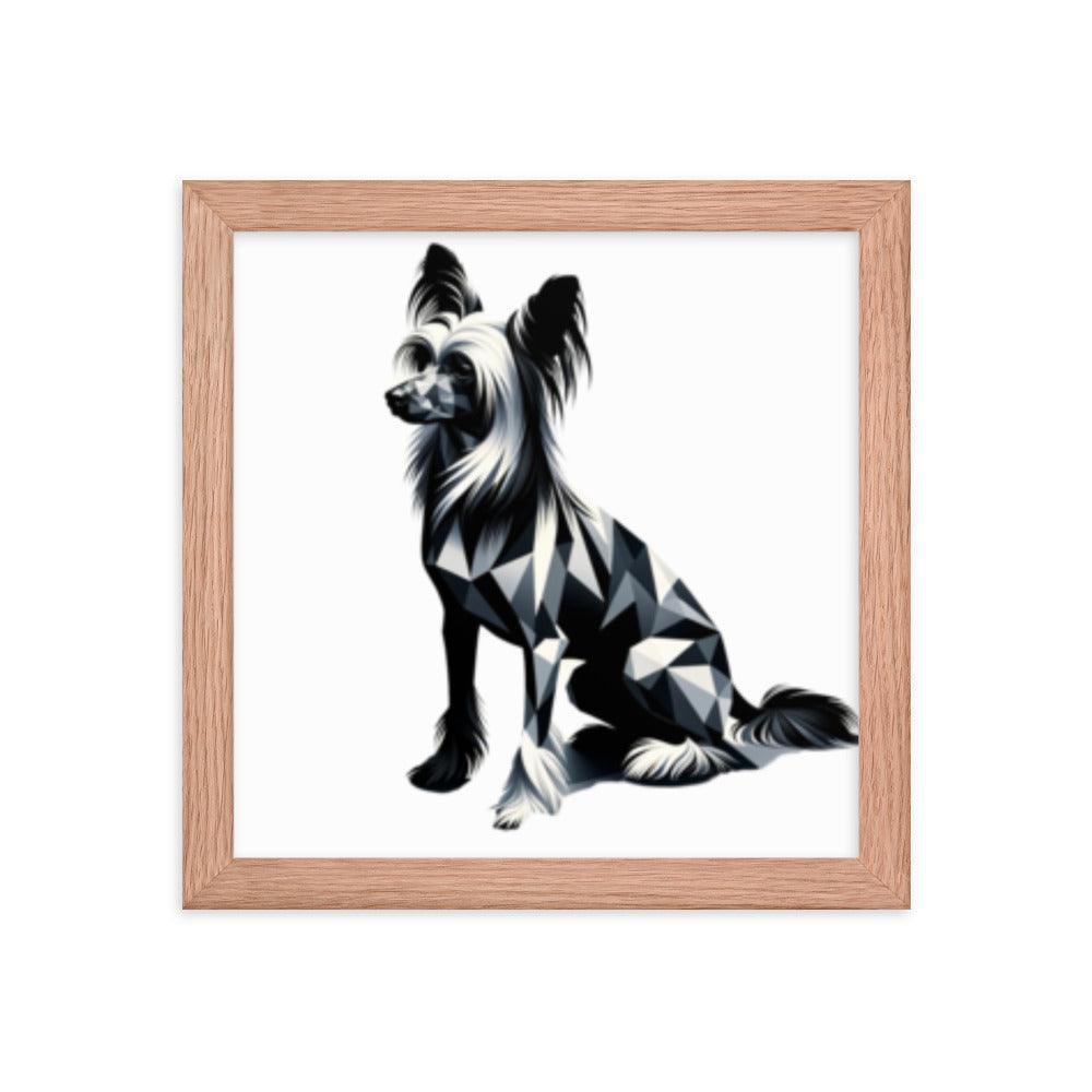 Chinese Crested Dog in Geometric Shadows Sleek Design Framed Poster - Oh Posters