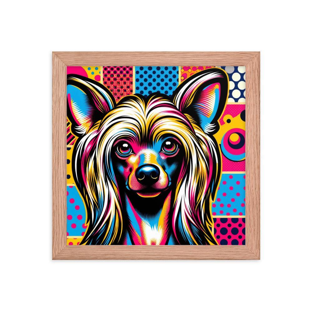 Chinese Crested Dog Pop Art in Bright Graphic Style Framed Poster - Oh Posters