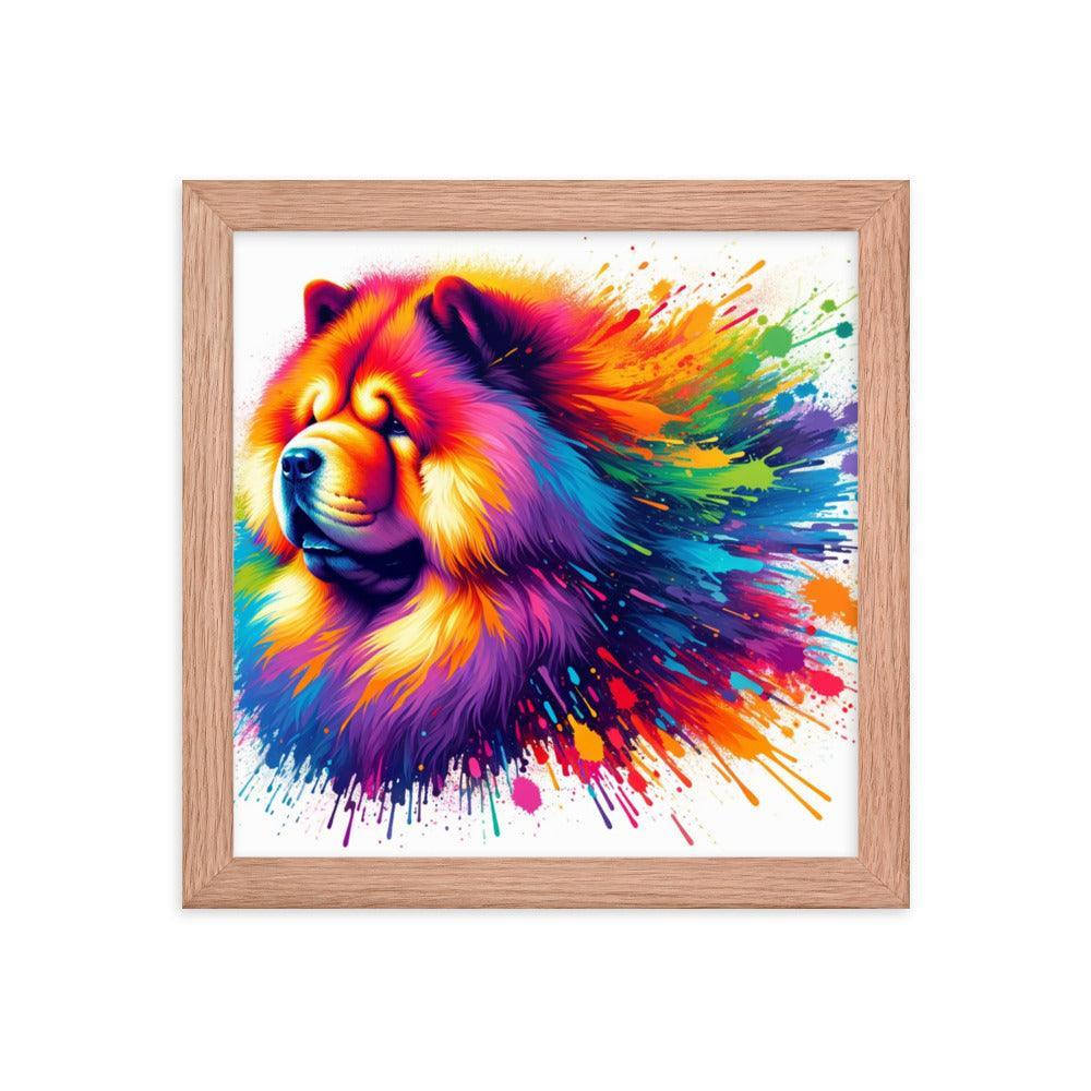 Chow Chow Rainbow Splatter Dynamic Spectrum Framed Poster - Oh Posters