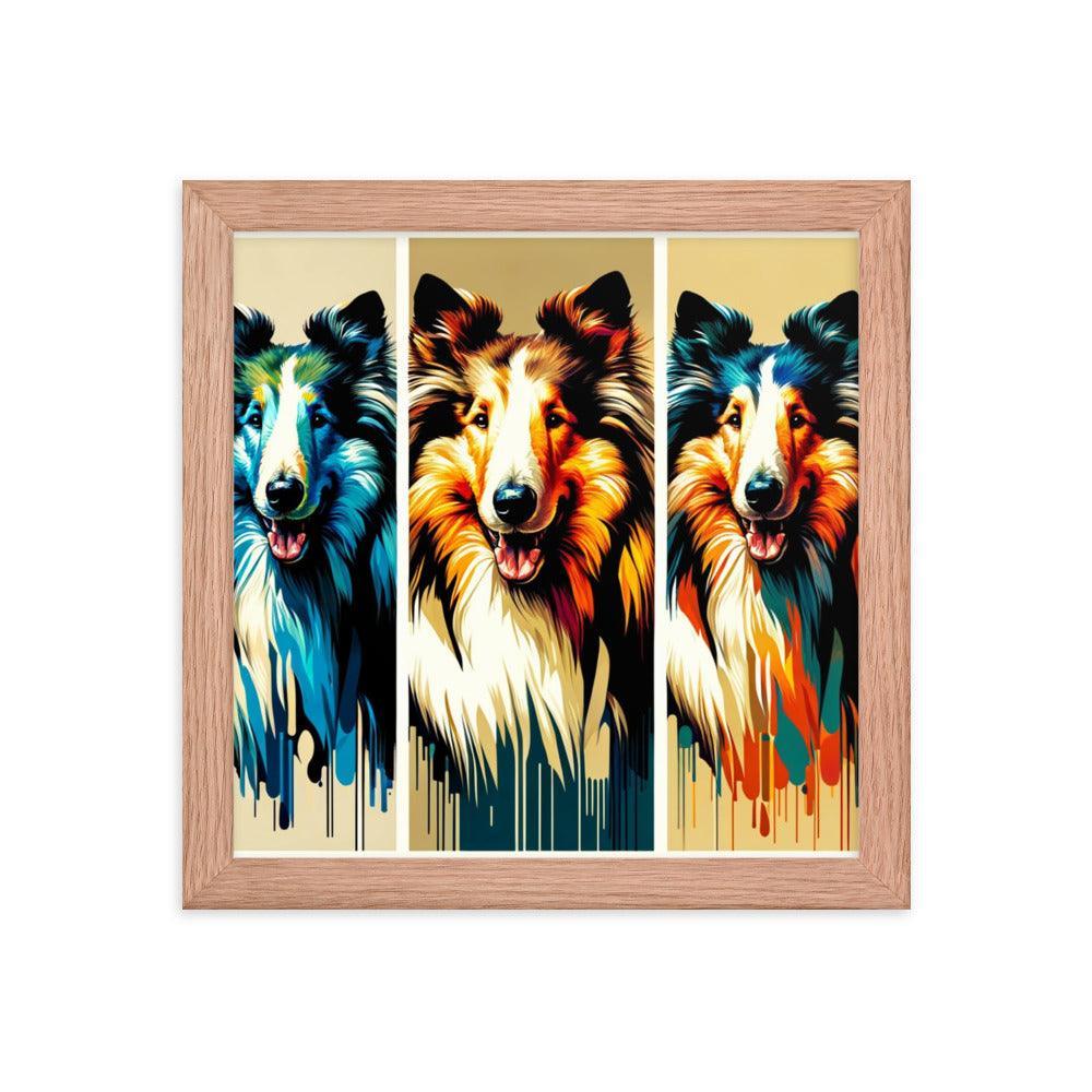 Rough Collie Dog Online Art Montage Vibrant Modern Styles Framed Poster - Oh Posters