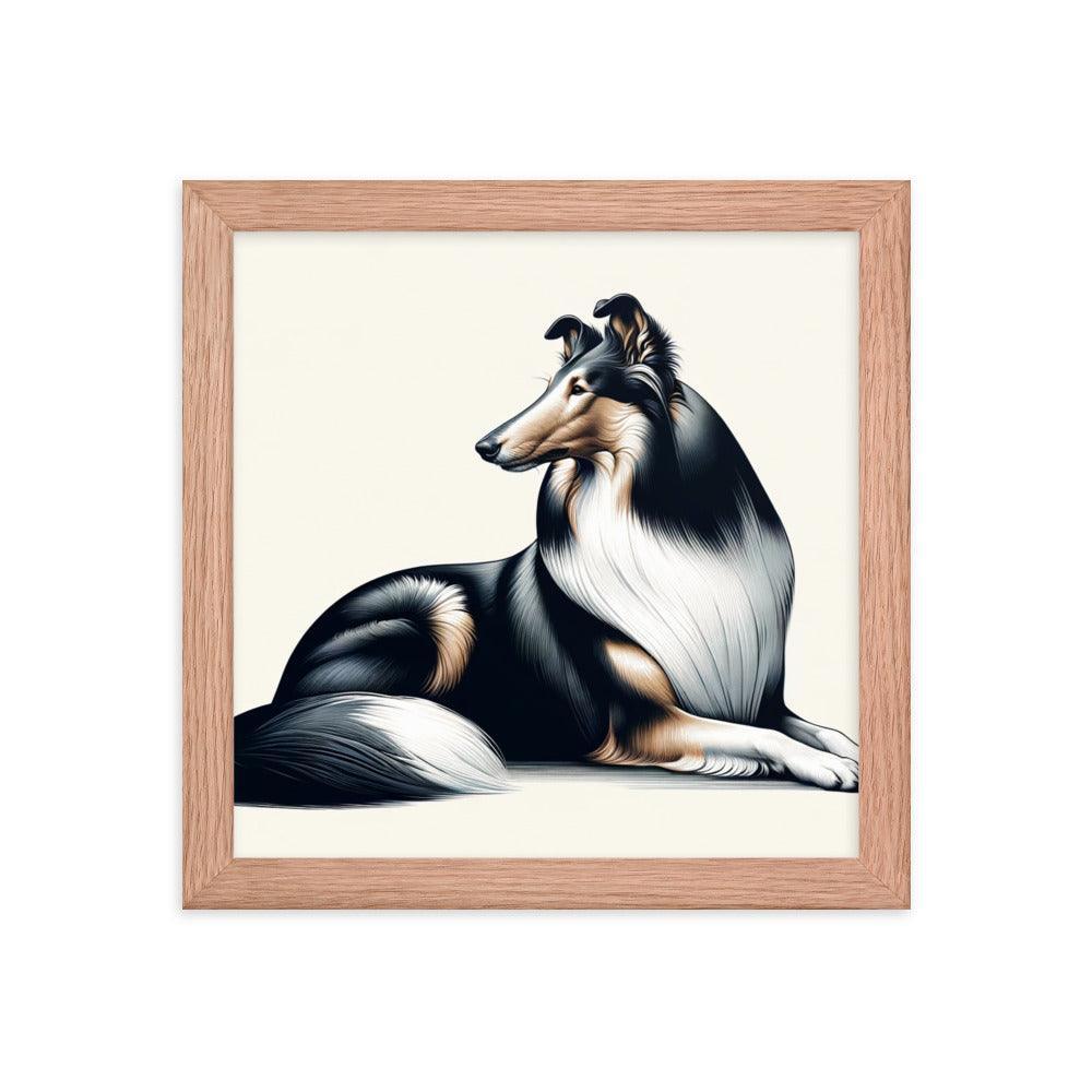 Smooth Collie Fine Art with Realistic Detail and Minimalist Elegance Framed Poster - Oh Posters