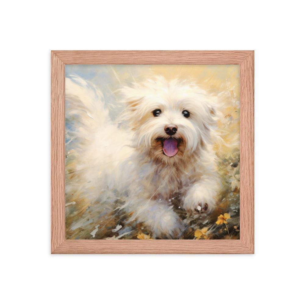 Coton De Tulear Autumn Bliss Flurry of Leaves and Light Framed Poster - Oh Posters