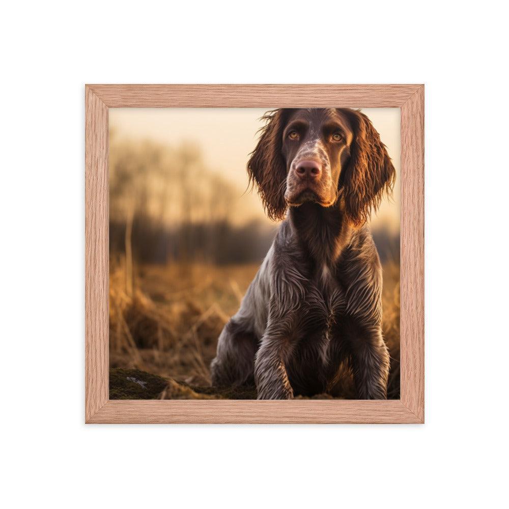 German Longhaired Pointer Golden Hour Outdoor Framed Poster - Oh Posters