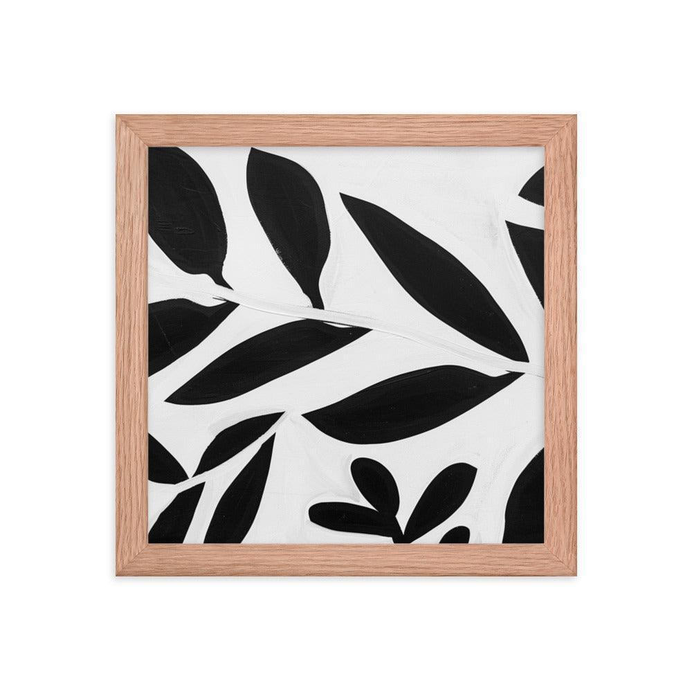 Textured Leaf Contrast Silhouette Monochrome Painting Framed Poster - Oh Posters