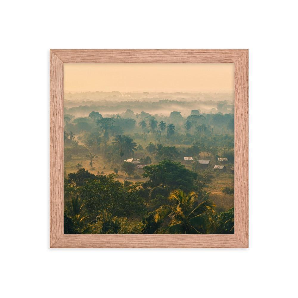 Early Morning Fog Over Benin Village Digital Art Framed Poster - Oh Posters