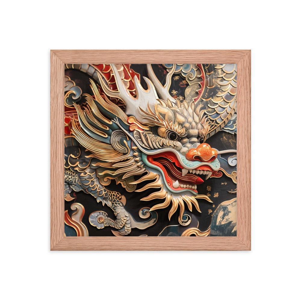 China Classic Dragon Sculpture Artwork Framed Poster - Oh Posters