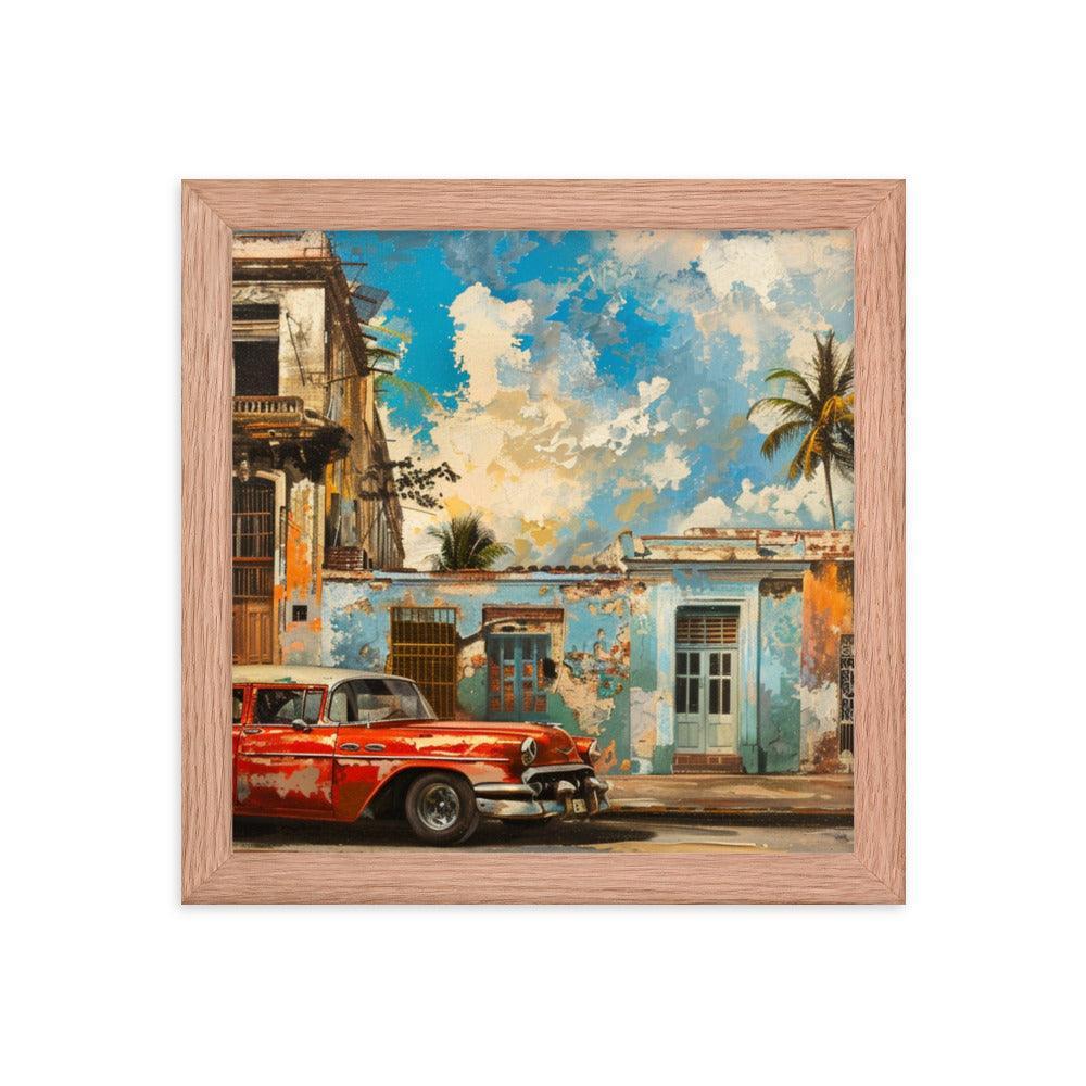 Cuba Classic Car and Historical Buildings Street Scene Framed Poster - Oh Posters