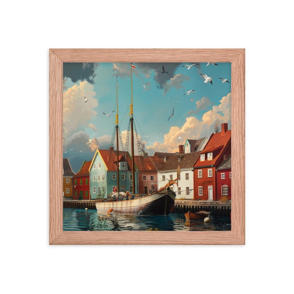 Historic Danish Seaport Denmark Digital Art Framed Poster - Oh Posters