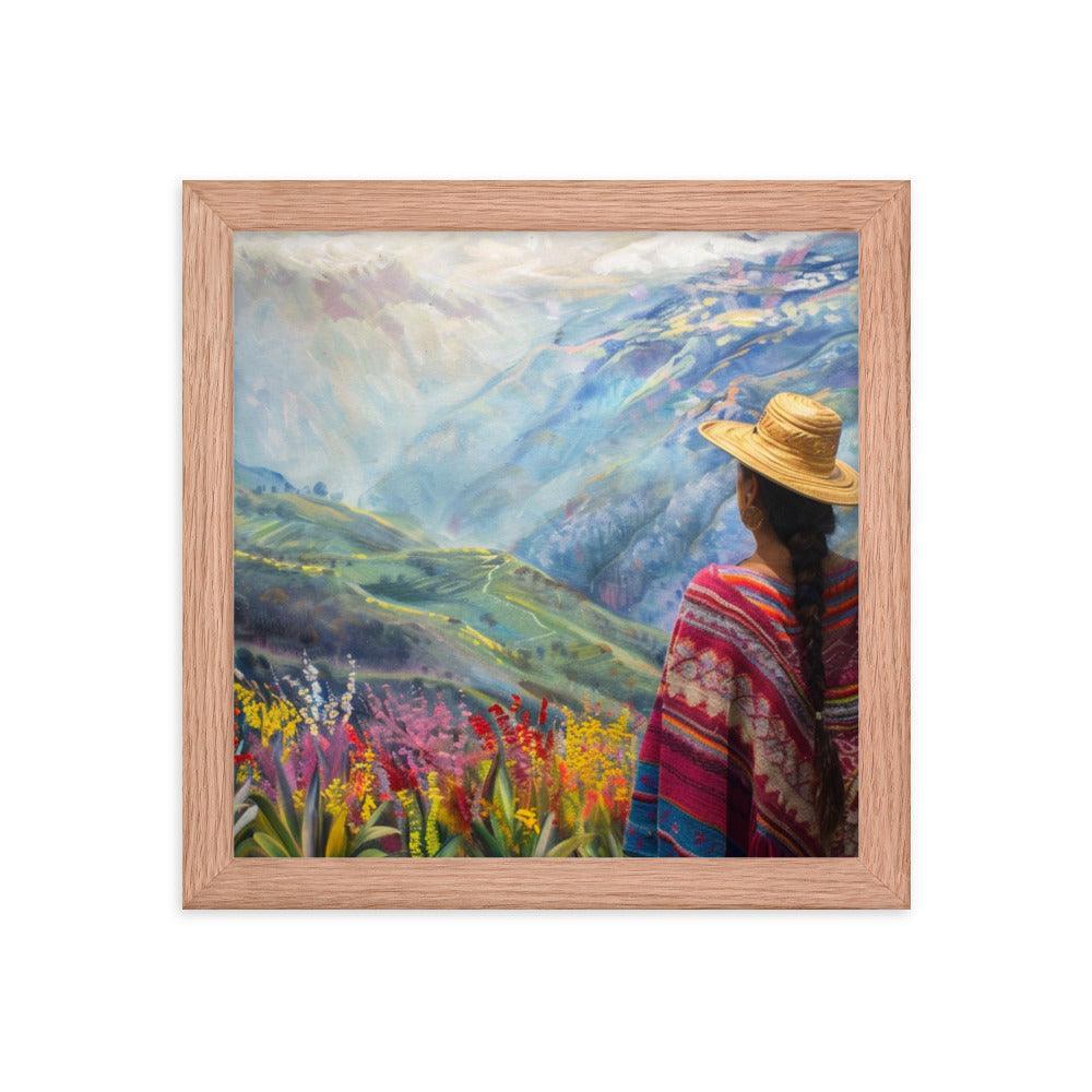 Ecuador Highlands Woman Scenic Painting Framed Poster - Oh Posters