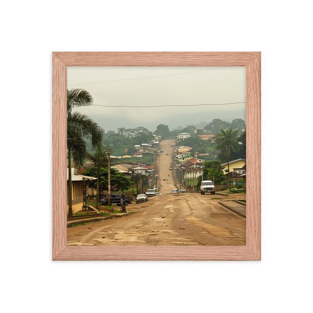 Equatorial Guinea Misty Town Street View Framed Poster - Oh Posters