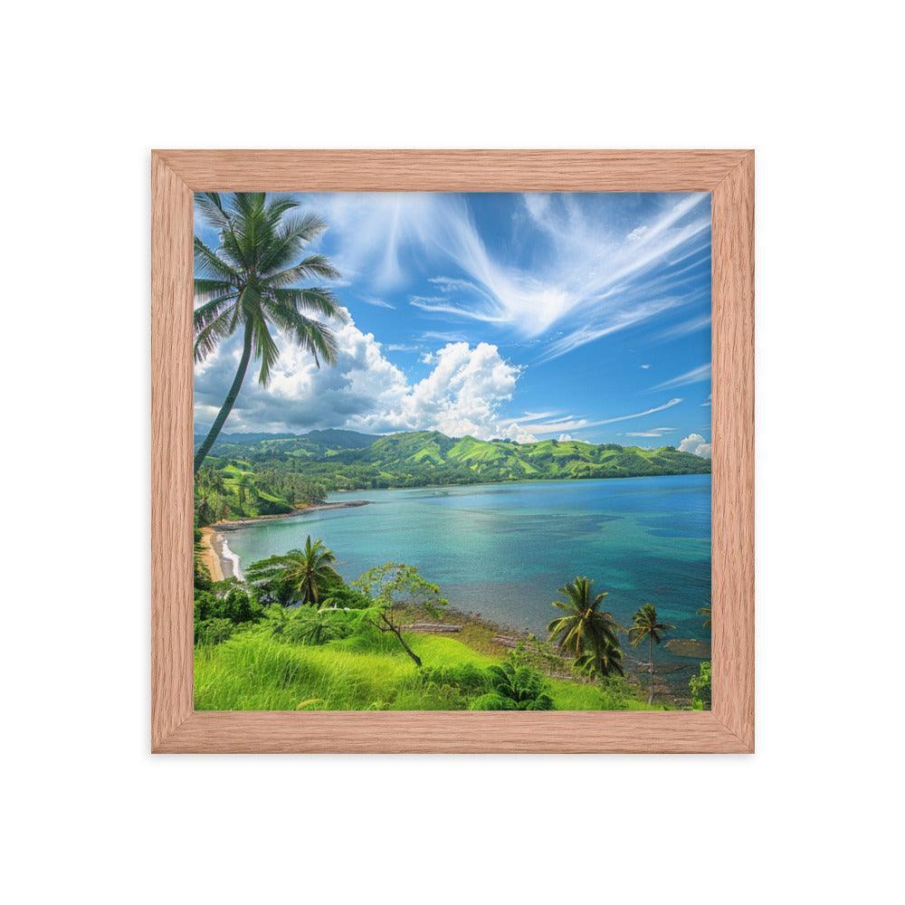 Fiji Tropical Beach Paradise Scenic Landscape Framed Poster - Oh Posters