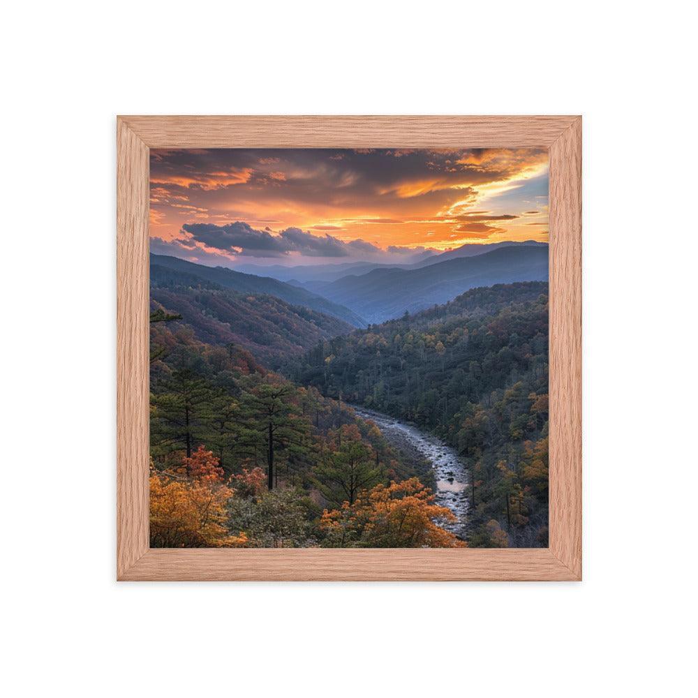 Georgia Sunset Over Mountain Valley Framed Poster - Oh Posters