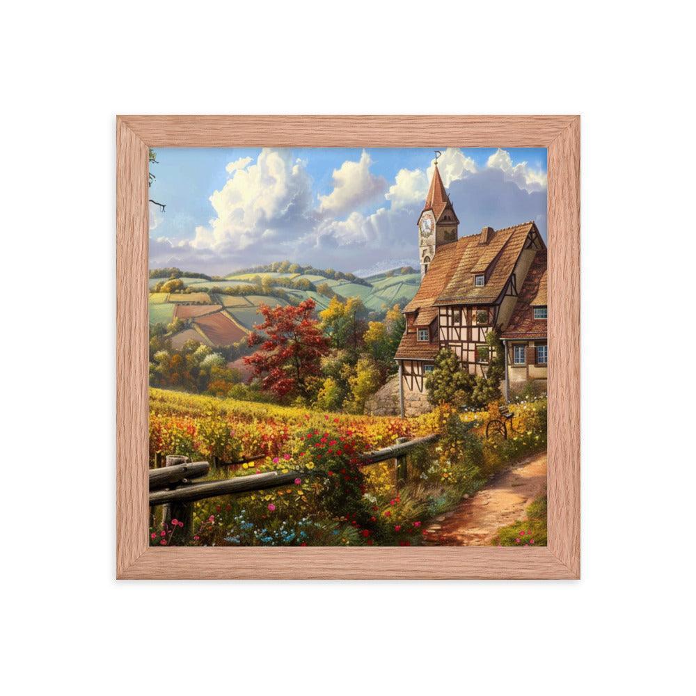 Germany Scenic Vineyard Cottage Landscape Framed Poster - Oh Posters